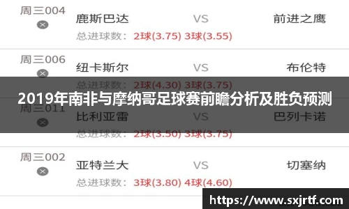 2019年南非与摩纳哥足球赛前瞻分析及胜负预测